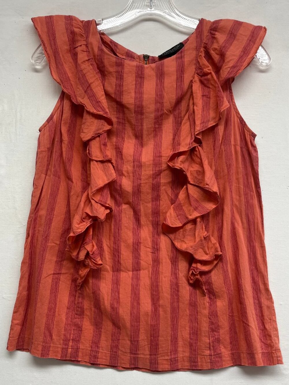 Topshop Striped Ruffle Pinafore Top. Boho, cottagecore, Sz 2